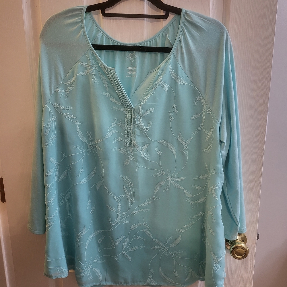 Blue embroidered top